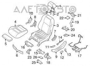 Водительское сидение Nissan Maxima A36 16-18 без airbag, кожа черн