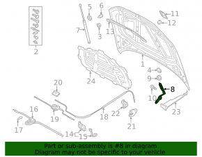 Петля капота левая Audi A3 22-26