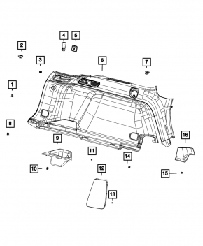 Обшивка арки левая Jeep Grand Cherokee WL 22-26 черная, пластик