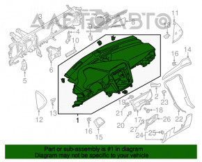 Торпедо передняя панель с AIRBAG Ford Fusion mk5 17-20 черная под start-stop и динамик, царапины