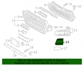 Заглушка правой решетки переднего бампера Audi Q7 16-19