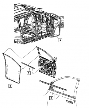 Уплотнитель двери передней правой Dodge Grand Caravan 11-20