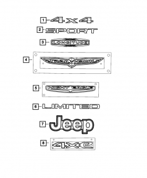 Эмблема значок JEEP двери багажника Jeep Renegade 15-23 Trailhawk черный