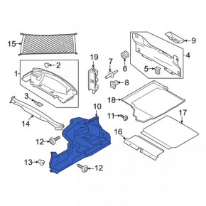Пол багажника передний Ford Mustang mk6 15-23 купе, серый