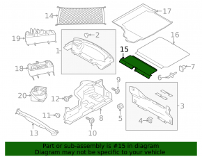 Пол багажника передний Ford Mustang mk6 15-23 купе, серый