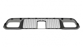 Grila inferioară a barei de protecție față a Jeep Grand Cherokee WK2 17-22 este deschisă, sub radar și cu cârlige, spartă, nisip