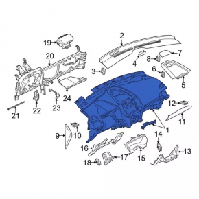 Торпедо передняя панель без AIRBAG Ford Edge 15-18 черн start-stop