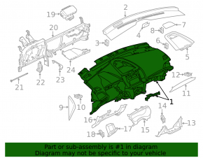 Торпедо передняя панель без AIRBAG Ford Edge 15-18 черн start-stop