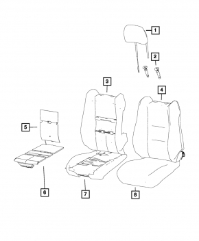 Водительское сидение Jeep Grand Cherokee WK2 18-22 с airbag, электр, кожа черное