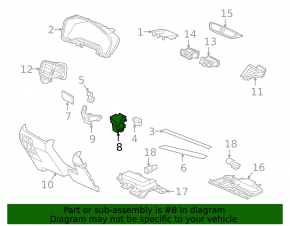Накладка передней панели центральная Honda CRV 17-22 черная, без start/stop