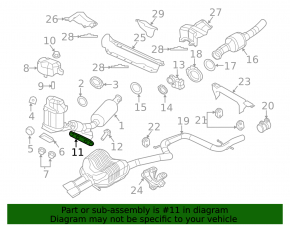 Кронштейн приемной трубы с катализатором VW Jetta 11-18 USA 2.0 TDI