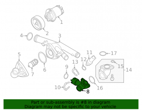 Flanșă sistem de răcire VW Touareg 11-17 3.6 plastic, mare, cu senzor
