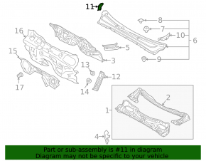 Уплотнитель решетки дворников левый Subaru Outback 10-14