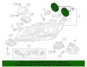 Крышка лампы фары правая VW Tiguan 18-21 большая, резиновая
