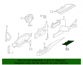 Накладка передней панели центральная нижняя Ford Escape MK4 20-26 бежевая, малая