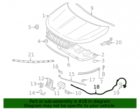 Трос открытия замка капота Mitsubishi Outlander 22-26