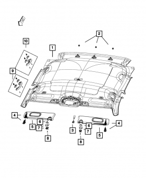 Обшивка потолка Jeep Compass 17-18 без люка