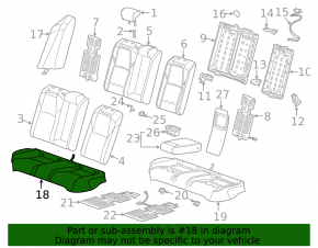 Pernă banchetă spate, al doilea rând, Honda Accord 19-22, piele neagră, încălzită, perforată