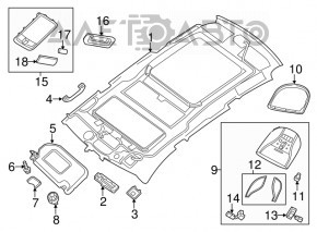 Обшивка потолка Infiniti JX35 QX60 13-13 серая под люк