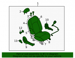 Пассажирское сидение Nissan Versa Note 13-16 без airbag, ткань черн, под химчистку