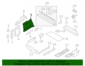 Обшивка арки передняя левая BMW X5 F15 14-18 черная под 3 ряда без сетки