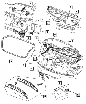 Петля крышки багажника левая Chrysler 200 4d 11-14