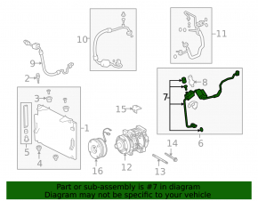 Conductă de aer condiționat condensator-conector Toyota Sequoia 08-22 4.7