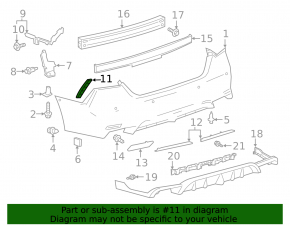 Накладка заднего бампера левая Toyota Camry v70 18-24 SE/XSE