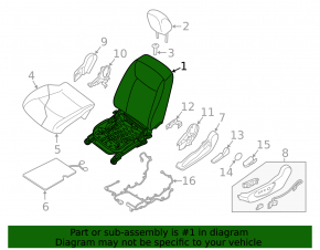 Водительское сидение Nissan Leaf 18-24 без airbag, механич, ткань черная