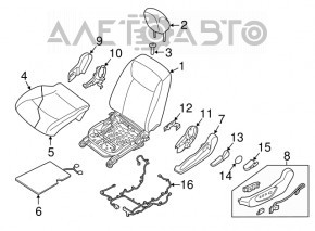 Водительское сидение Nissan Leaf 18-24 без airbag, механич, ткань черная