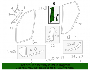 Capac pentru centura superioară stâlp central stânga Mercedes GLS-class X166 13-19 negru