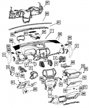 Накладка колени водителя Jeep Cherokee KL 14-15 черная