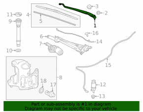 Поводок дворника левый Chevrolet Malibu 16-23