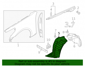 Подкрылок передний правый Infiniti G25 G35 G37 4d 06-15 передняя часть