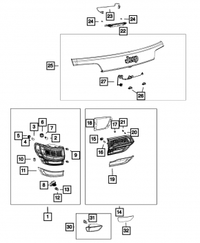 Lampa interioară pentru capacul portbagajului stânga Jeep Grand Cherokee WK2 14-21 gri