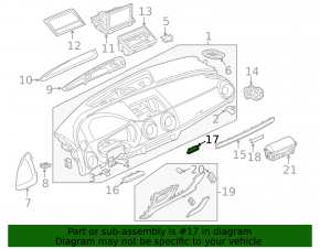 Накладка передней панели центральная Audi A3 8V 15-20 4d, 5d серая