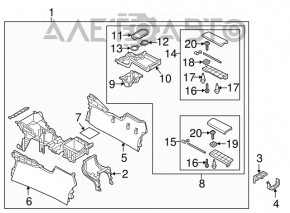 Консоль центральная подлокотник и подстаканники Mazda CX-9 16-20 кожа черн