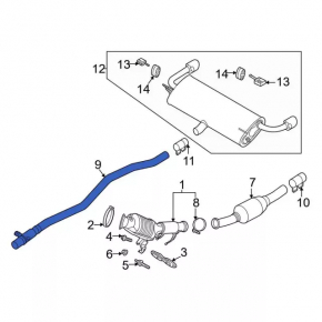 Traseul de evacuare intermediar al modelului Ford Escape MK4 20-22 1.5T FWD