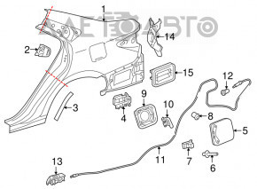 Aripă spate dreapta Toyota Camry v55 15-17 usa pe caroserie, neagră, zgârietură, denivelare