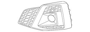 Решетка переднего бампера левая Audi A5 F5 20-25 под радар, черная, молдинг хром, S-Line