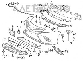 Amortizorul superior al barei față pentru un Toyota Camry v70 18-24 SUA este defect.