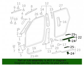Накладка порога передняя внешняя правая Toyota Highlander 01-07 черная, потерта