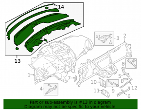 Накладка передней панели центральная верхняя Ford Escape MK3 13-19 черная