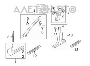 Ornamente prag exterior spate stânga Audi Q5 80A 18-23 negru, zgârieturi