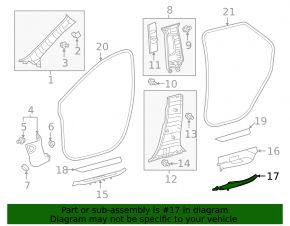 Накладка порога внутренняя задняя левая Lexus RX350L RX450hL 18-22 черная