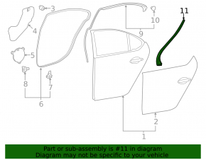 Garnitura ușii din spate dreapta pentru Lexus LS460 LS600h 07-12, scurtă