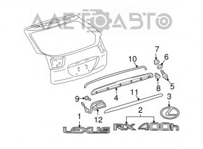 Молдинг двери багажника Lexus RX300 RX330 RX350 RX400h 04-08 трещины
