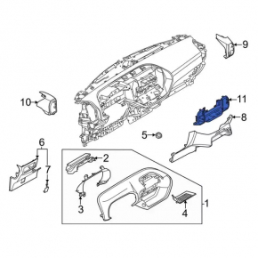 Panou decorativ negru pentru gurile de ventilație centrale ale modelului Ford Bronco Sport din 2020
