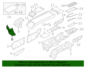 Накладка центральной консоли задняя нижняя Volvo XC90 25-26 тип 2, B5, B6, черная