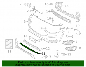 Накладка губы переднего бампера Ford Edge 19-24 серая